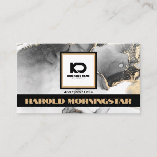Schwarz-goldene BOLD-Quadrat-Logo und QR-Code Visitenkarte