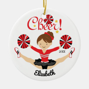 Schwarz-goldene Cheerleaderin mit dunklen Haaren a Keramik Ornament