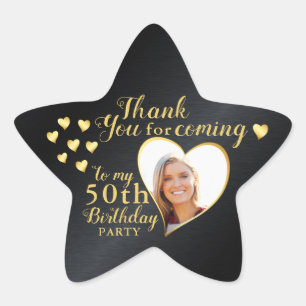 Schwarz-goldene Dankeschön-Foto zum 50. Geburtstag Stern-Aufkleber