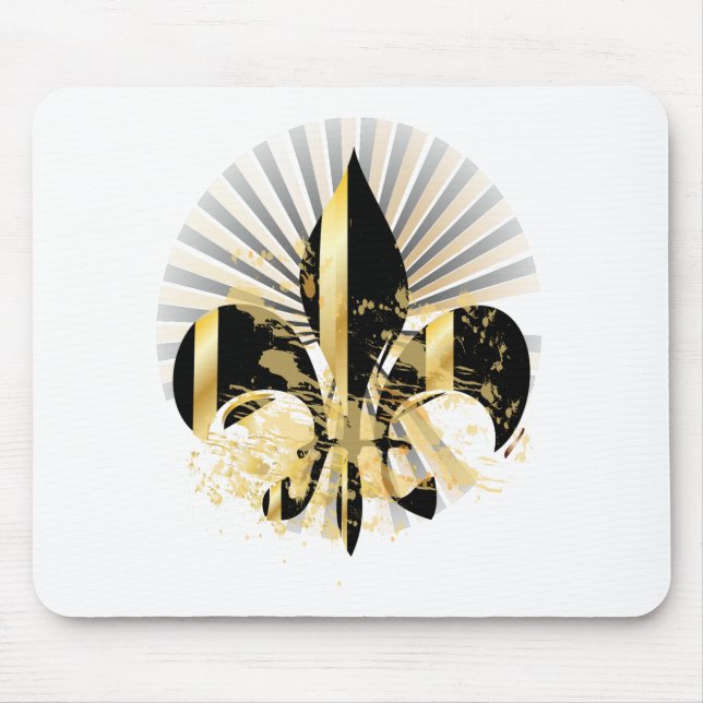 Schwarz-goldene Fleur de Lis Mousepad (Vorne)
