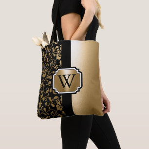 Schwarz-goldene florale Vintage-Elemente