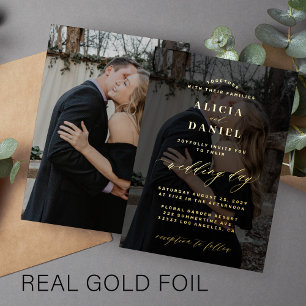 Schwarz-goldene Fotoüberlagerung mit eleganter Typ Folieneinladung
