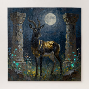 Schwarz-goldene Gazelle Wildtierillustration Puzzle