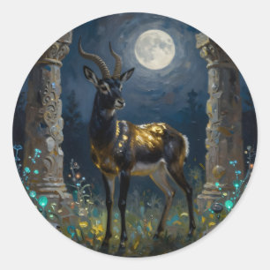 Schwarz-goldene Gazelle Wildtierillustration Runder Aufkleber