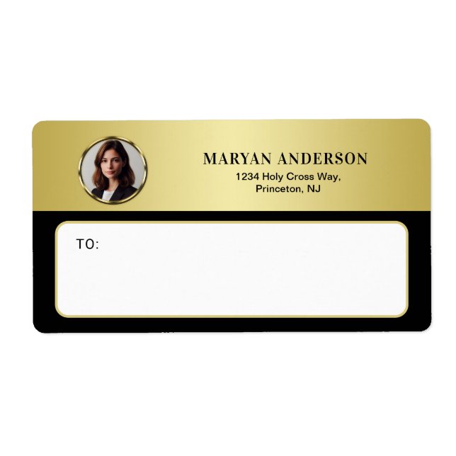 Schwarz-goldene Gestaltung, Logo oder Foto im gold (Vorne)