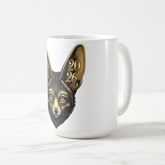 Schwarz-goldene Kunstästhetik Jahr 2026 Kaffeetasse (VorderseiteRechts)