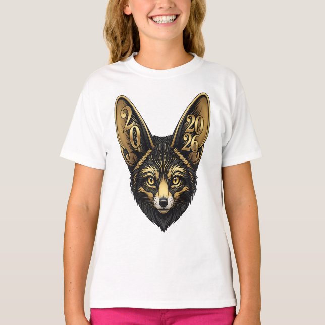 Schwarz-goldene Kunstästhetik Jahr 2026 T-Shirt (Vorderseite)