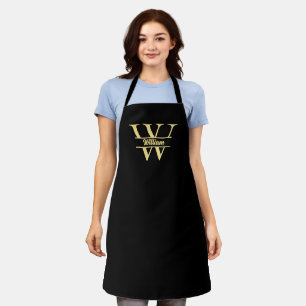 Schwarz-goldene Monogramm Elegante Initial-Schri Schürze