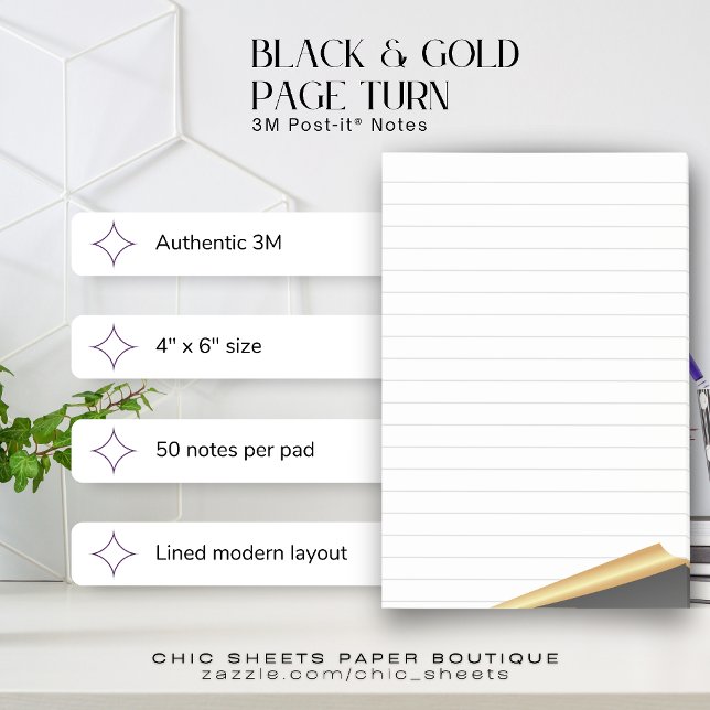 Schwarz-goldene Page Turn 3M Post-it® Notizen (Von Creator hochgeladen)