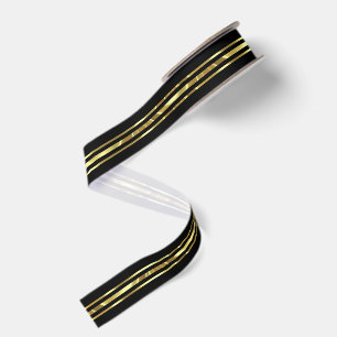 Schwarz-goldene Streifen Ripsband