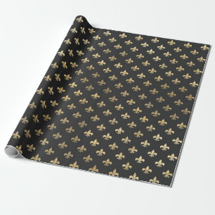 Schwarz-goldene Vintage-Paris-Lilie Geschenkpapier