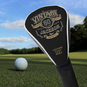 Schwarz-goldene Vintage-Perfektion zum Geburtstag Golf Headcover