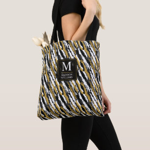 Schwarz-goldener Glitter Weiß Tier Zebra-Muster