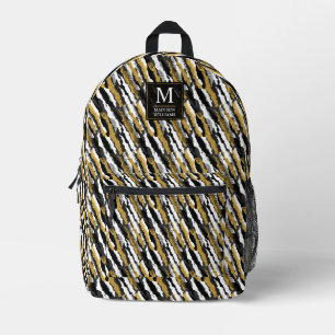 Schwarz-goldener Glitter Weiß Tier Zebra-Muster Bedruckter Rucksack