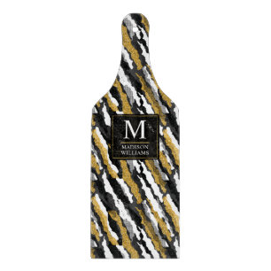 Schwarz-goldener Glitter Weiß Tier Zebra-Muster Schneidebrett