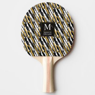 Schwarz-goldener Glitter Weiß Tier Zebra-Muster Tischtennis Schläger