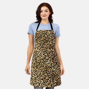 Schwarz-goldener Leoparden Druck Tierprint Gepard Schürze