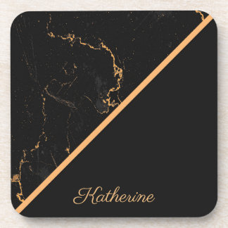 Schwarz-goldener Marmor Getränkeuntersetzer