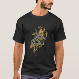 Schwarz-goldener orientalischer Drache T-Shirt