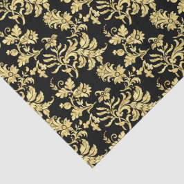 Schwarz-goldenes gotisches Blumenmuster Seidenpapier