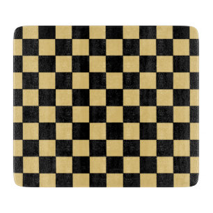 Schwarz-goldenes Schachbrettmuster  Schneidebrett
