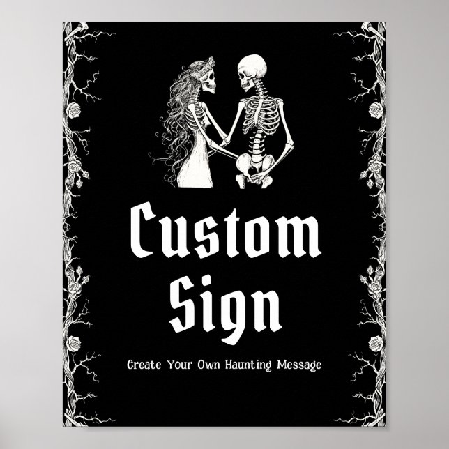 Schwarz-Gothic Halloween Skeleton Custom Sign Poster (Vorne)