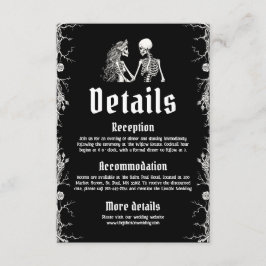 Schwarz-Gotisches Halloween-Skelett Hochzeitsdetai Begleitkarte