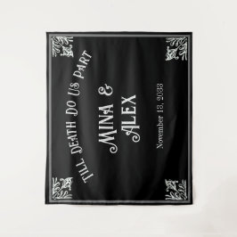 Schwarz-Gotisches Personalisiertes Hochzeitsszenar Wandteppich