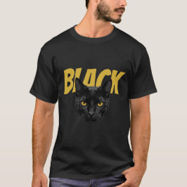 SCHWARZ | Grafik-T-Shirt mit schwarzer Katze T-Shirt