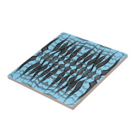 Schwarz-Grau-Abstrakte Federn Blumenmuster-Blätter Fliese