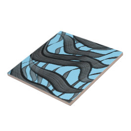 Schwarz-Grau-Abstrakte Federn Blumenmuster-Blätter Fliese