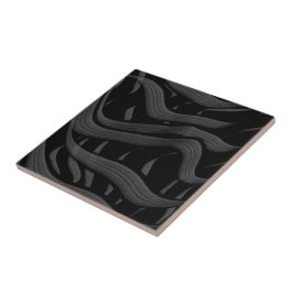 Schwarz-Grau-Abstrakte Federn Blumenmuster-Blätter Fliese