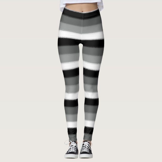 Schwarz-Grau-Ash-Streifen Leggings (Vorderseite)