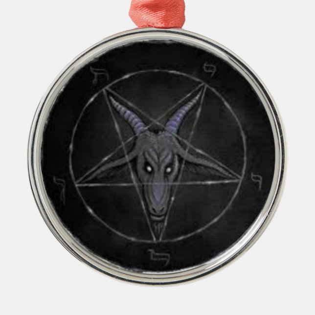 Schwarz-Grau-Baphomet Premium Runde Ornamente (Vorne)