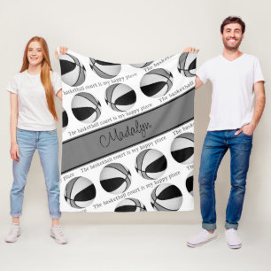 Schwarz-Grau-Basketball-Mädchen mein glücklicher P Fleecedecke