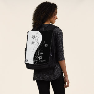 Schwarz-Grau-Blume Rucksack
