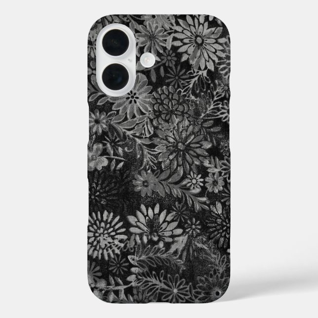 Schwarz-Grau-Blumendesign Case-Mate iPhone Hülle (Rückseite)