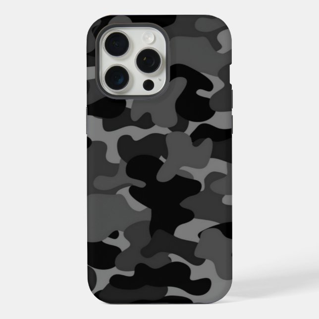 Schwarz Grau Camo iPhone Hülle (Rückseite)