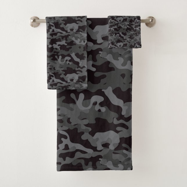 Schwarz-Grau-CAMOUFLAGE  Badhandtuch Set (Insitu)