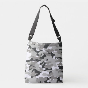 Schwarz/Grau Camouflage Cross Body Bag Tragetaschen Mit Langen Trägern