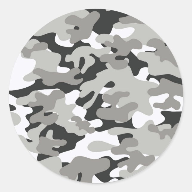 Schwarz-Grau-Camouflage-Design Runder Aufkleber (Vorderseite)