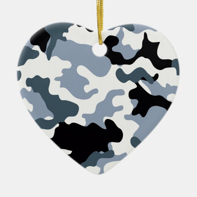 Schwarz-Grau-Camouflage Keramik Ornament (Vorne)