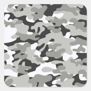 Schwarz-Grau-Camouflage Quadratischer Aufkleber