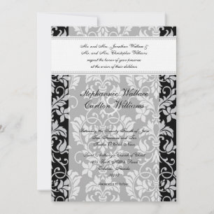 Schwarz-Grau-Damaskus-Hochzeitseinladung Einladung