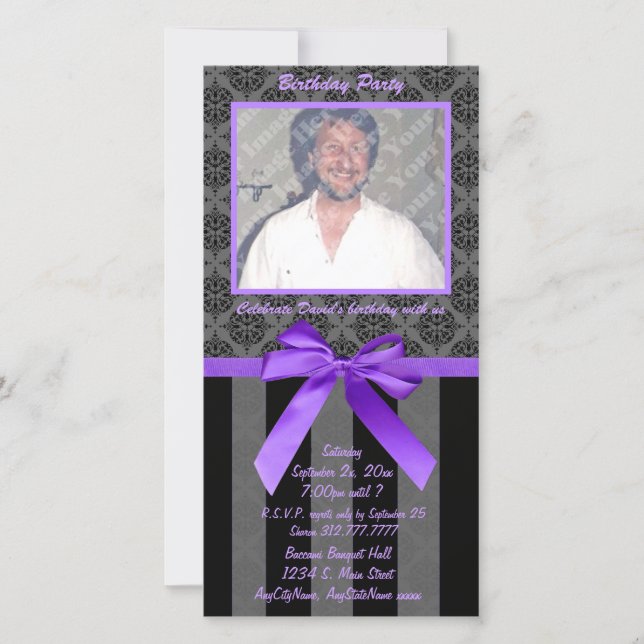 Schwarz-Grau-Damast mit Lila Band (Vorderseite)