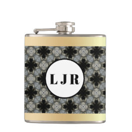 Schwarz & Grau Diamond Muster Vinyl Wrapped Flask Flachmann