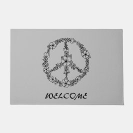 Schwarz-Grau-Friedensschild Begrüßungstür-matte Fußmatte