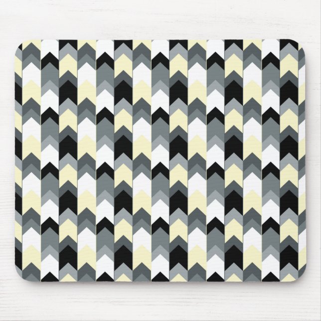 Schwarz, grau, gelb Zickzack Mousepad (Vorne)