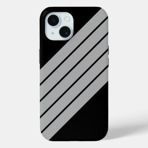 Schwarz Grau Gestreift 70er 80er Retro Rennstreife Case-Mate iPhone Hülle
