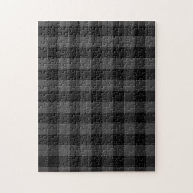 Schwarz-Grau-Gingham-Karo-Muster Puzzle (Vertikal)